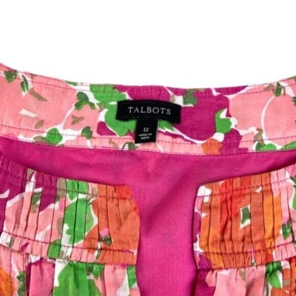 Talbots Floral Sleeveless Blouse Orange Pink - Picture 4 of 7